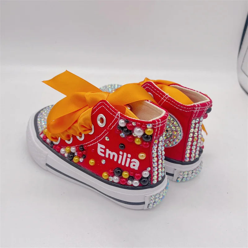 Personalized Rhinestone Design Kids Canvas Shoes childrensterritory