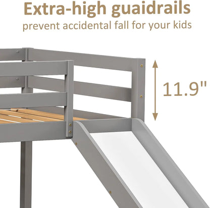 Kids Wooden Loft Bed with Climbing Ladder &amp; Storage Space