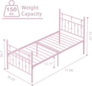 Twin Size Pink Metal Bed Frame with Headboard childrensterritory