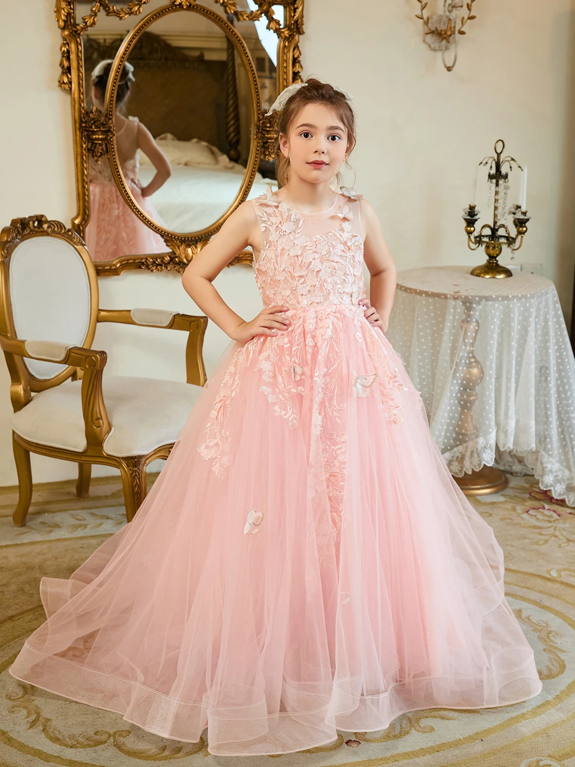 Girls' Sleeveless Long Princess Party Dresses childrensterritory