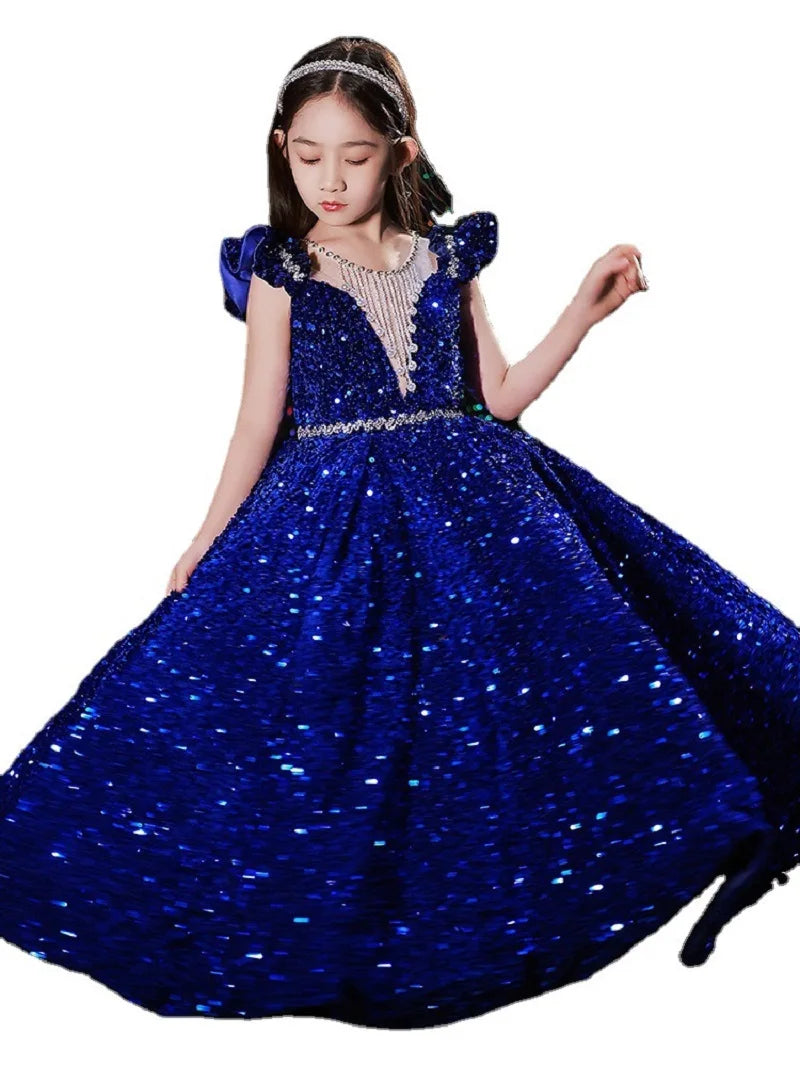Kids Girls Elegant Princess Sequin Evening Prom Party Dresses/Gown childrensterritory