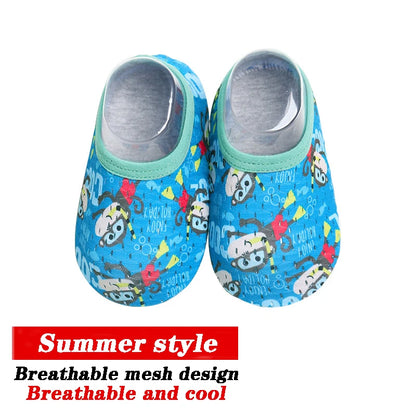 Cartoon Design Baby Beach Sneakers, Aqua Barefoot Shoes