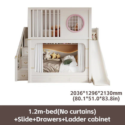 Solid Wooden Multifunctional Kids Bunk Beds with Ladder childrensterritory