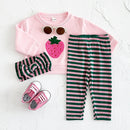 Baby Girls Strawberry Top with Striped Legging and Headscarf Set childrensterritory