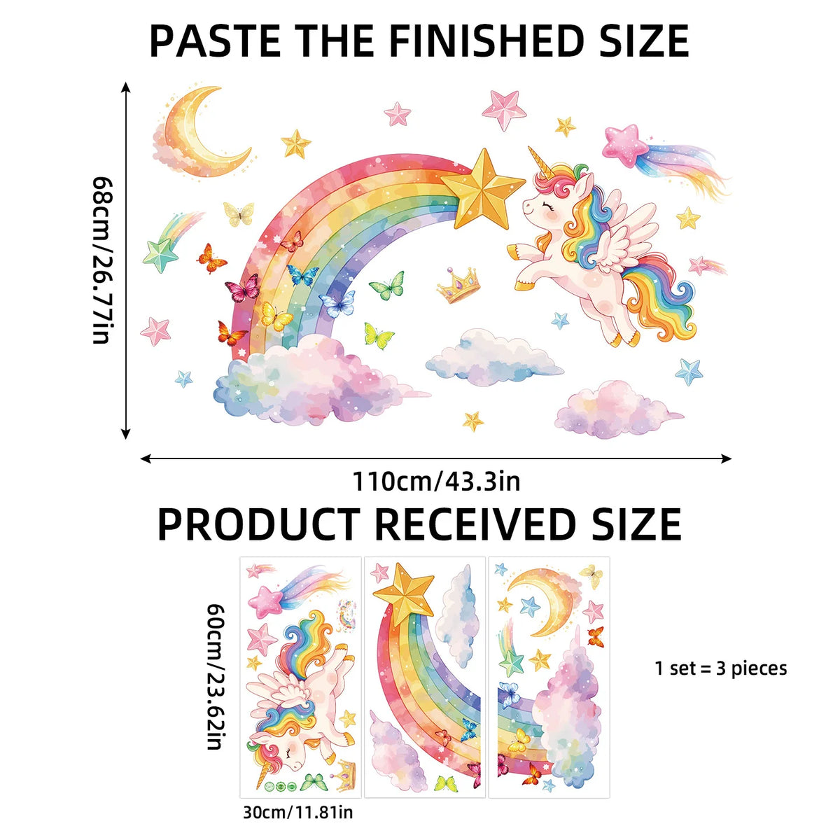 Shine In The Dark Unicorn Stars Wall Stickers for Bedroom