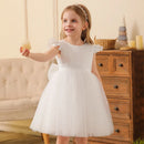 Kids Girls' Solid Color Fluffy Big Bow Design Party Dresses childrensterritory
