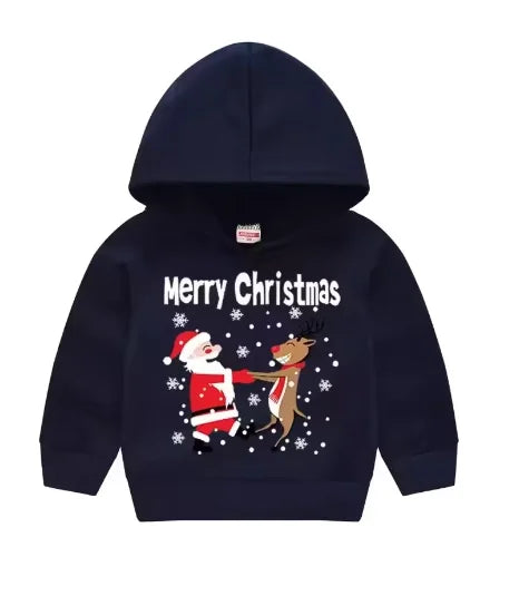 Kids’ Long-Sleeve Christmas-Print Hoodie Sweater