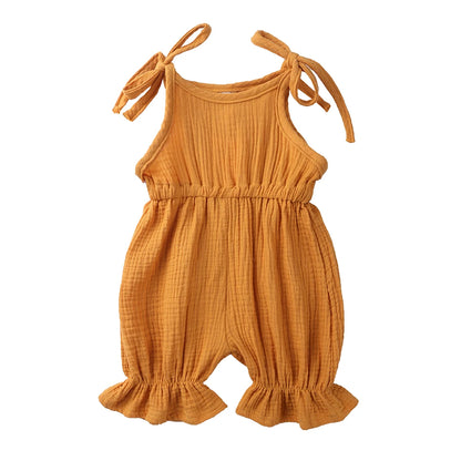 Plain Color Sling Summer Romper for Baby Girl