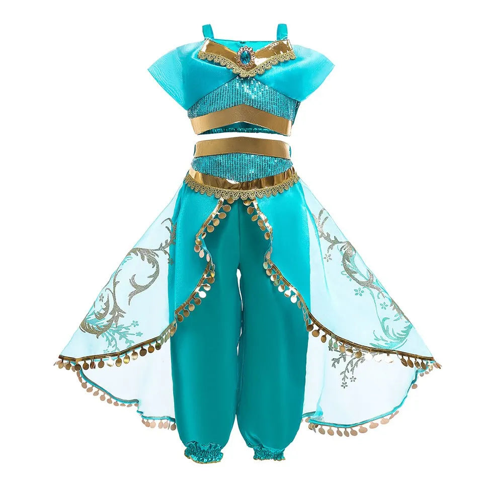 Kids Girls Jasmine Elsa Anna Bella Rapunzel Costumes childrensterritory