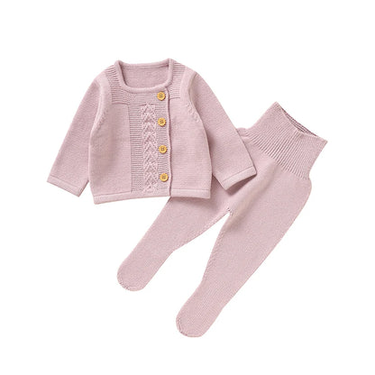 Full Sleeves Solid Colour Baby Girls Clothing Set childrensterritory