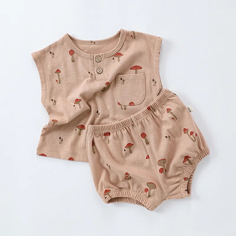 Baby Girl Printed 2pcs Top and Shorts Outfit Set for Summer childrensterritory