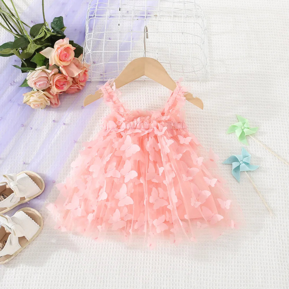 Baby Girls Butterfly Embellished Sweet Princess Dresses