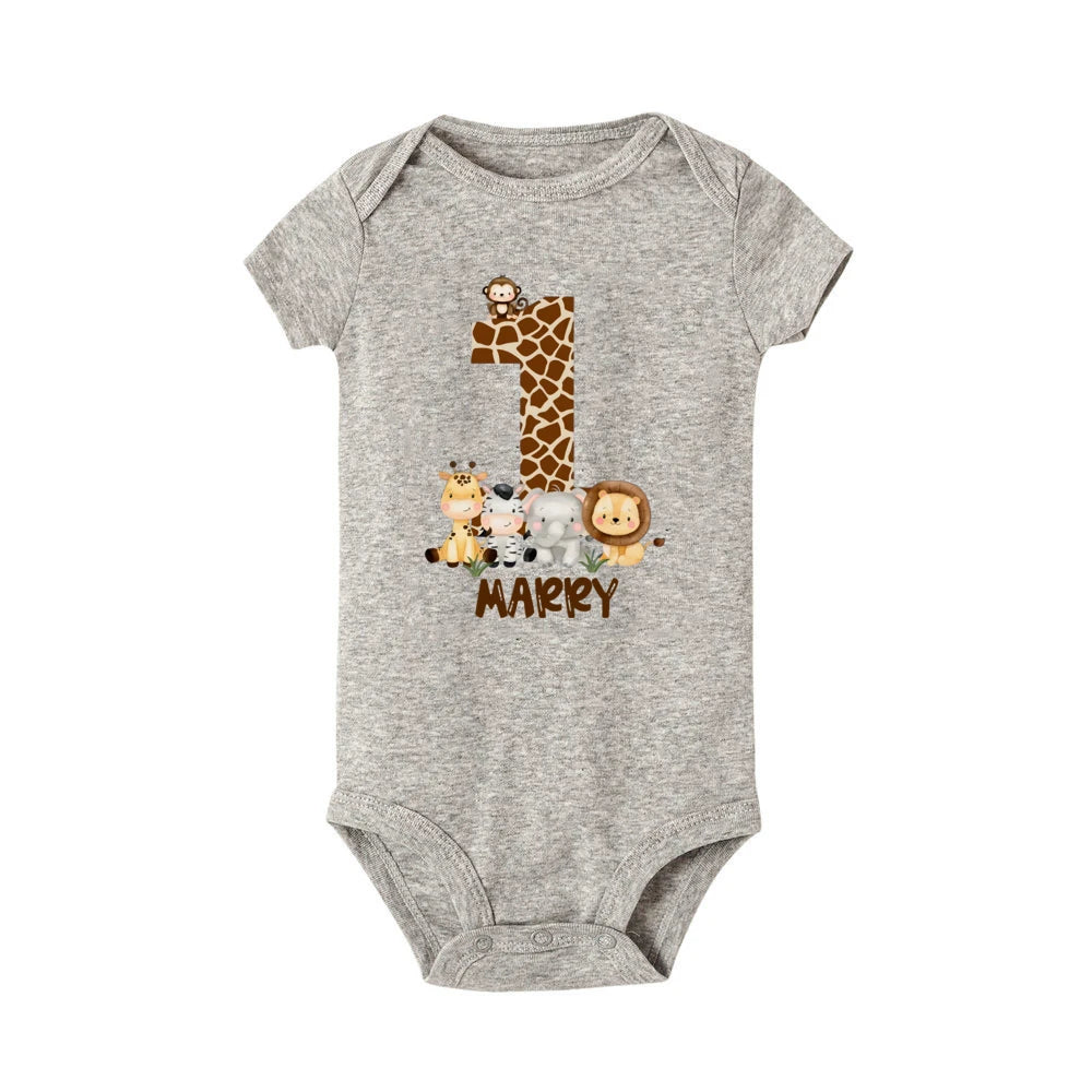 Baby Unisex First Birthday Embroidered Romper