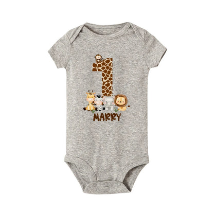Baby Unisex First Birthday Embroidered Romper