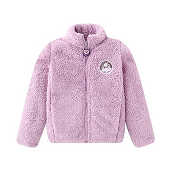 Little Girls and Boys Solid Color Plush Warm Zipper Outerwear childrensterritory