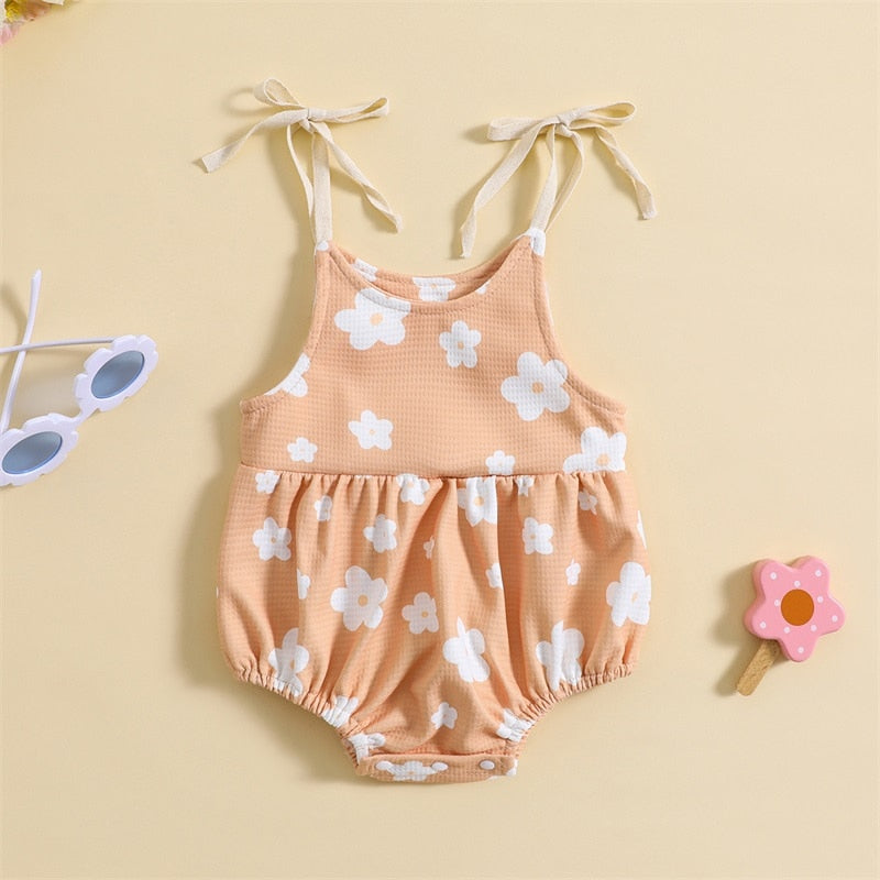 Baby Girl Floral Print Sleeveless Summer Bodysuit childrensterritory