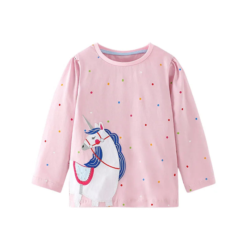 Full-Sleeve Animal Print Cotton T-Shirts For Girls childrensterritory