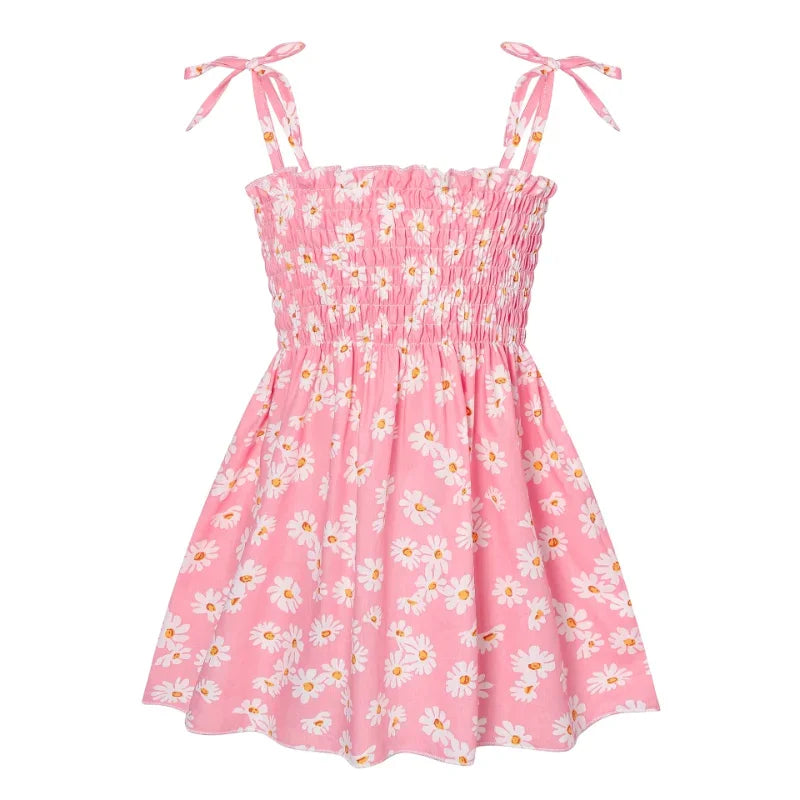 Little Girls Floral Halter Style Summer Cotton Dresses childrensterritory