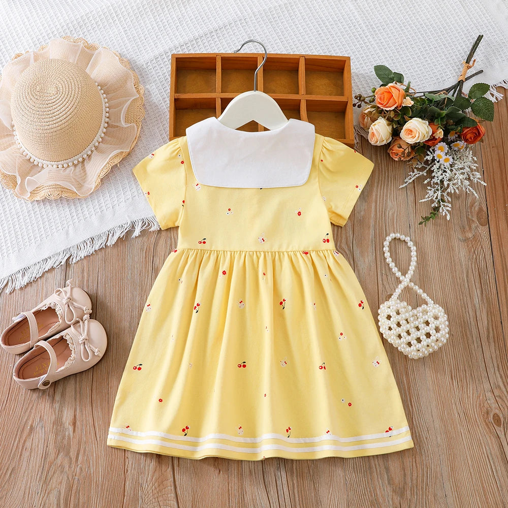 Little Girls Cute Print Cotton Summer Dresses childrensterritory