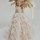 Elegant Kids Girls Tulle Ruffles Beaded Communion Dress childrensterritory