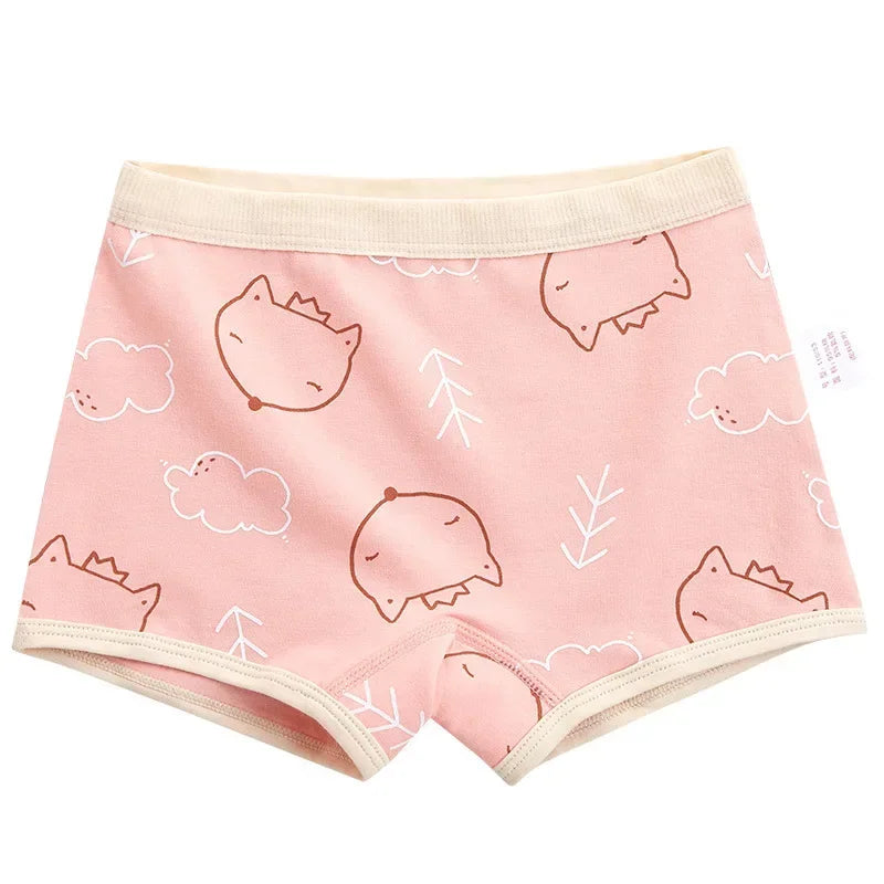 4PCS Little Girls Cotton Breathable Cartoon Briefs childrensterritory