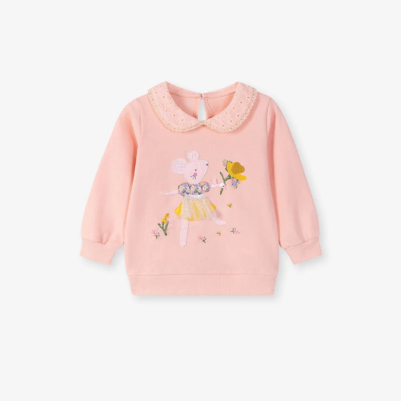 Mouse Ballet Appliques Design Little Girls Sweatshirt