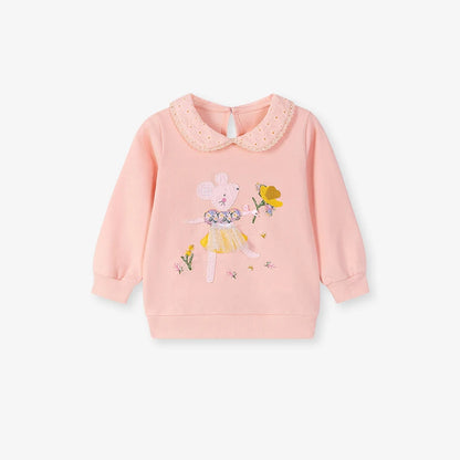 Mouse Ballet Appliques Design Little Girls Sweatshirt childrensterritory