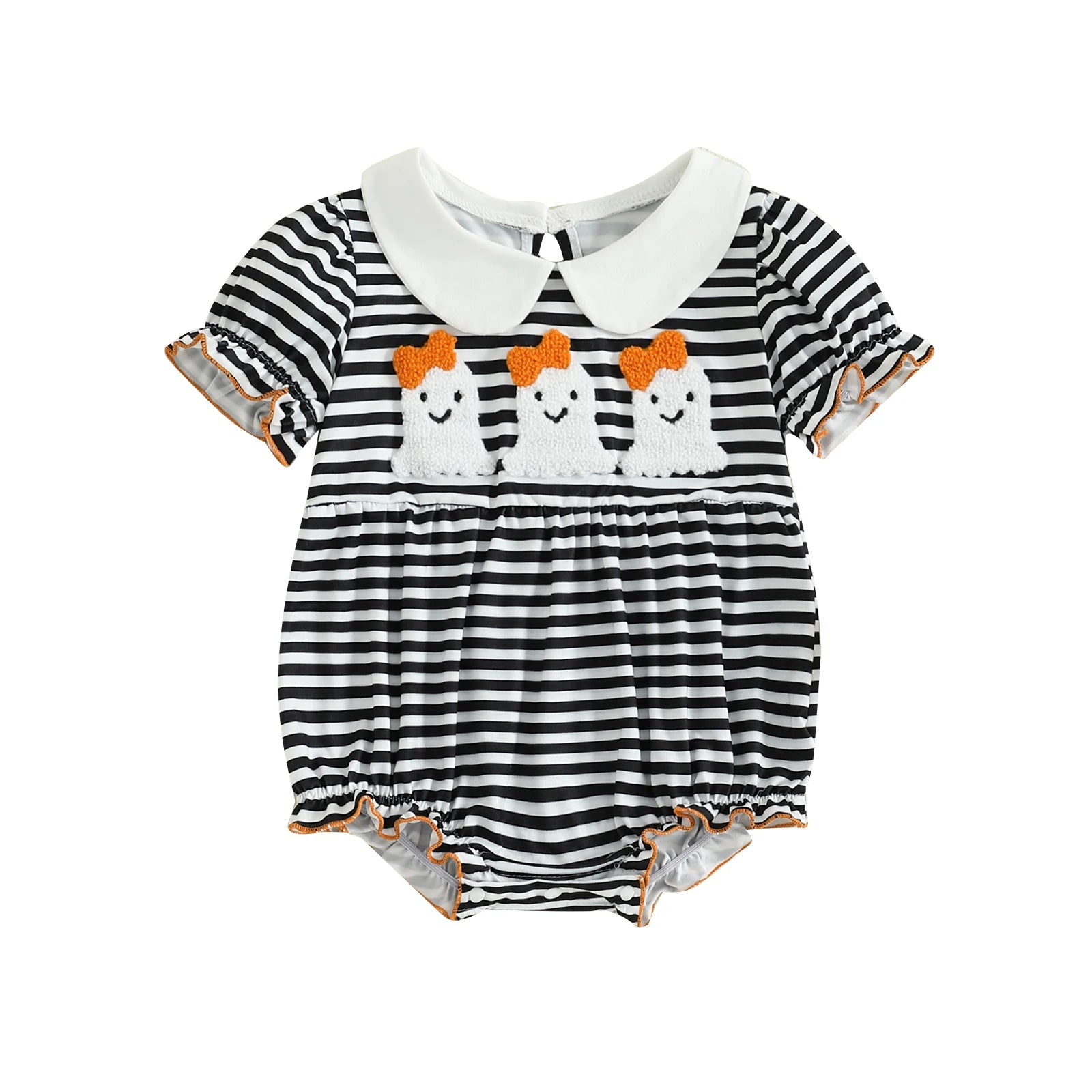 Baby Girl Doll Collar Striped Romper for Halloween childrensterritory