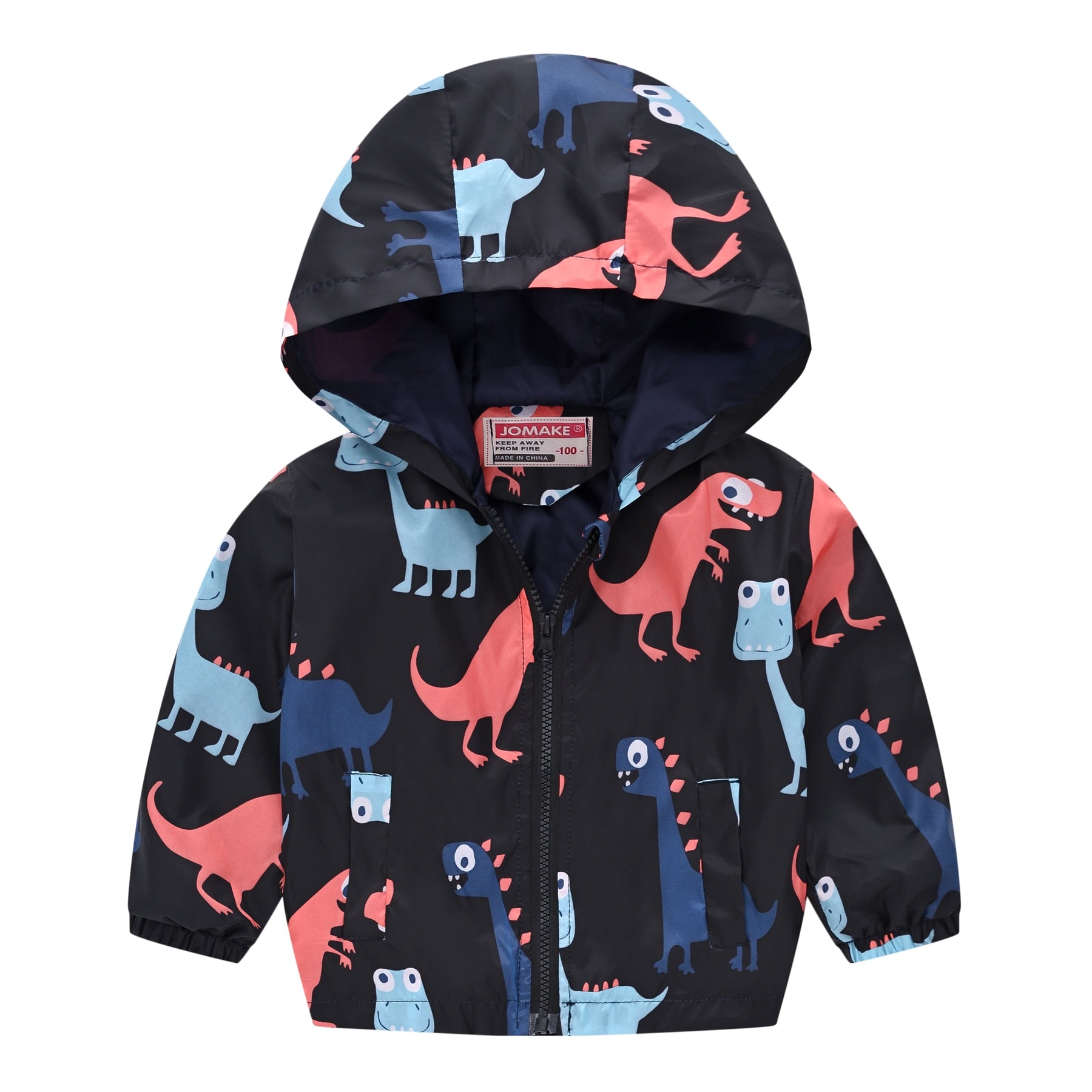 Cartoon Dinosaur Print Windbreaker Jacket for Kids Boys childrensterritory