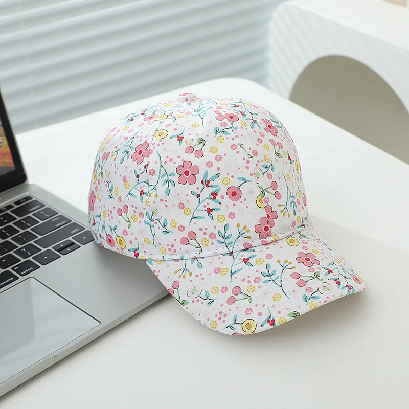 Little Girls Floral Design Adjustable Sports Hats childrensterritory