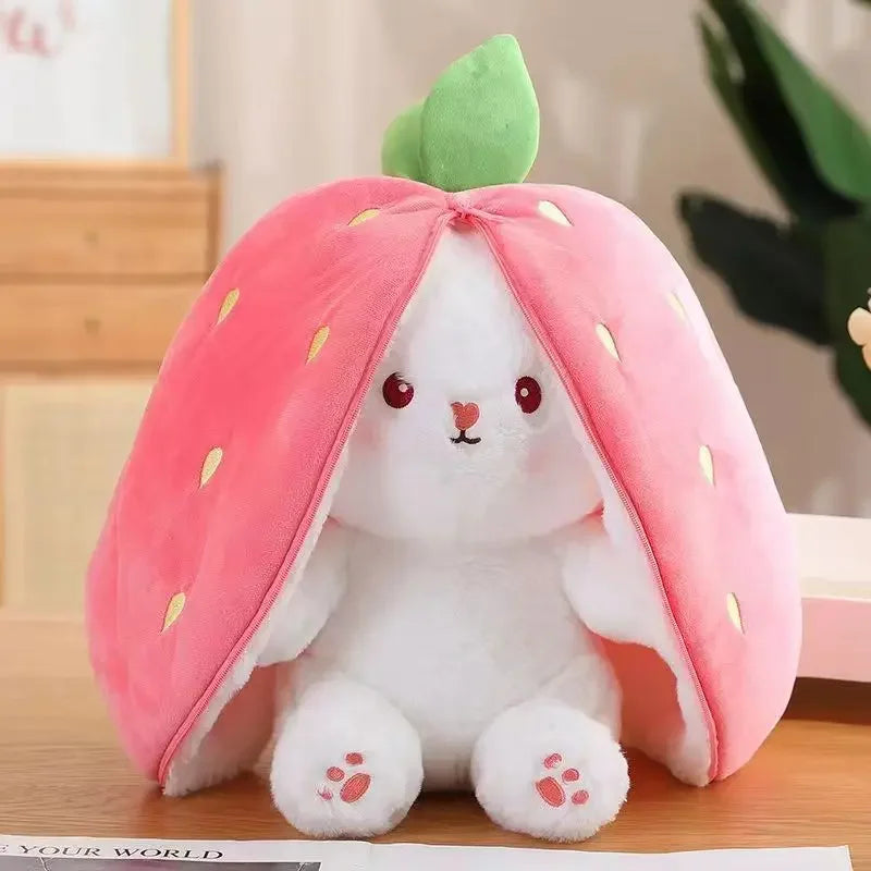 Zipper Strawberry Rabbit Doll Plush Toys for Kids