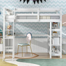 Stylish Kids Twin Loft Bed with Shelves, Desk, and Ladder childrensterritory