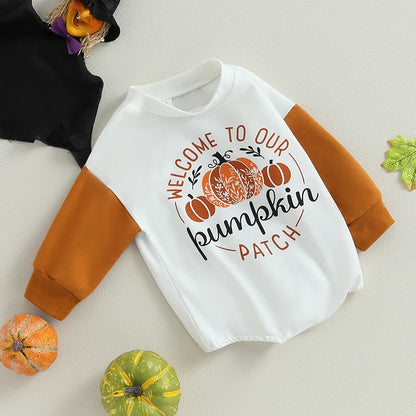 Baby Girl/Boy Letters Pumpkin Print Halloween Bodysuit