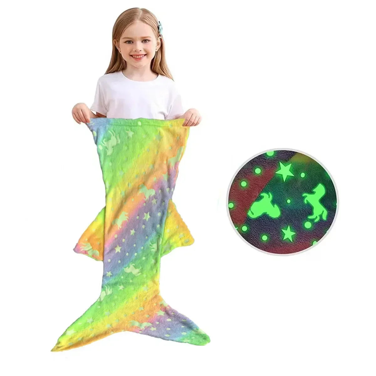 Mermaid Tail Design Soft Flannel Wearable Blanket for Kids childrensterritory
