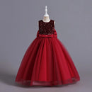 Teenage Girls Elegant Long Tulle Sequined Princess Party Dresses childrensterritory
