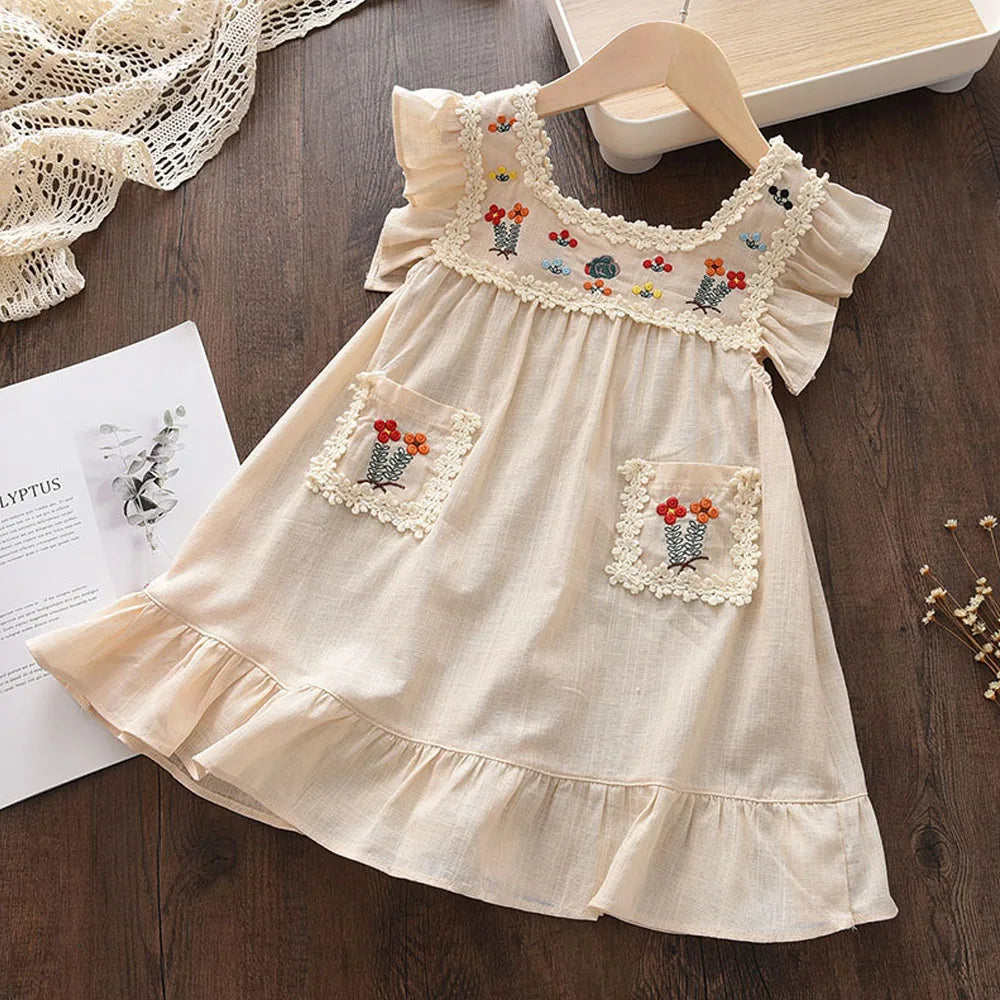 Kids Girls Floral Design Summer Princess Dresses childrensterritory