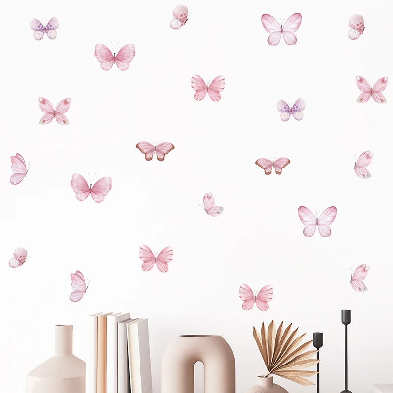 Home Decoration 3Pcs Pink Butterfly Wall Decals for Kids Room childrensterritory