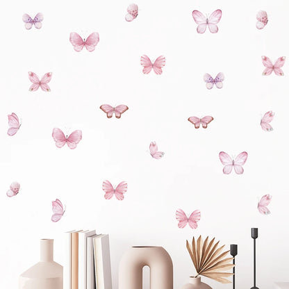 Home Decoration 3Pcs Pink Butterfly Wall Decals for Kids Room childrensterritory