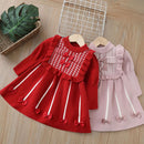 Girls' Long-Sleeved Bow-Design Winter Dresses