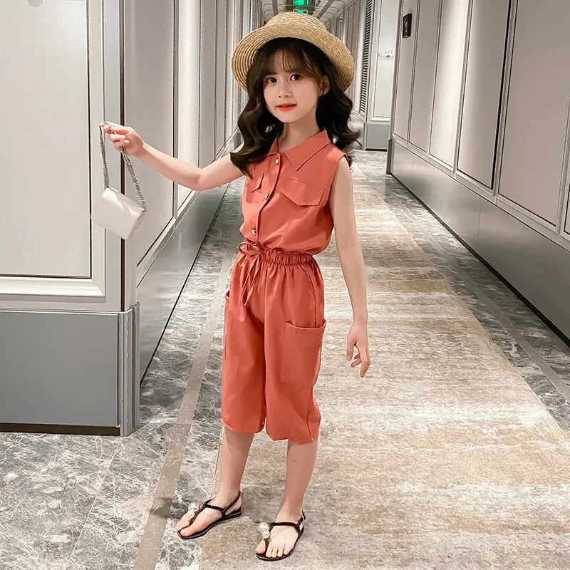 Little Girls Sleeveless T-shirt + Pants 2PCS Fashion Outfits childrensterritory