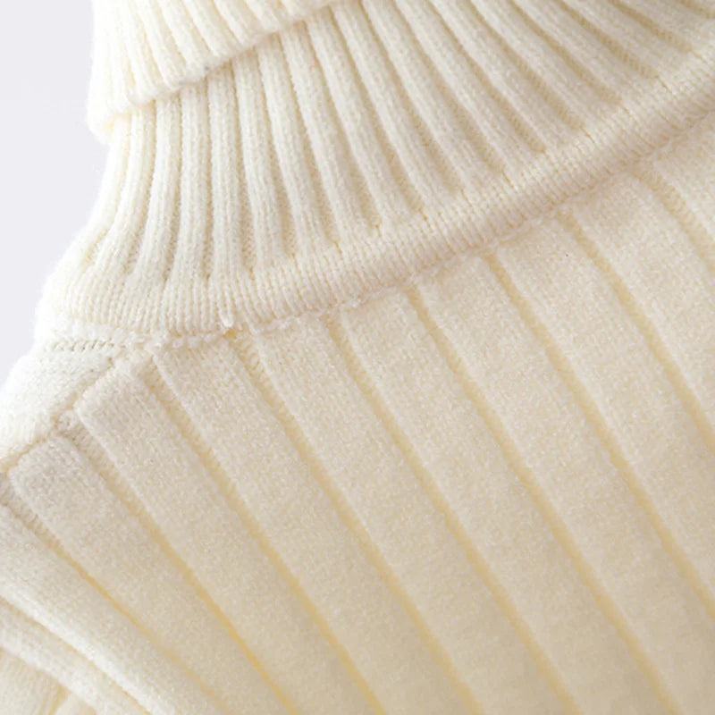 Kids High Neck Design Long Sleeves Casual Warm Sweater