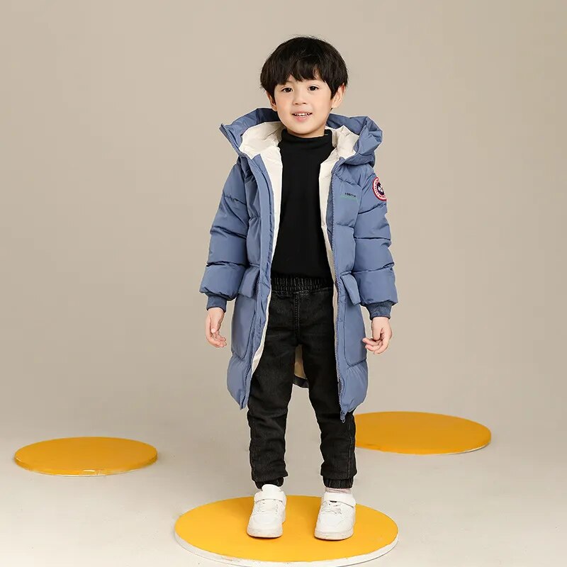 Long Korean Style Down Cotton Jacket for Kids Unisex childrensterritory