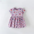 Kids Girls Cartoon Print Cotton Summer A-LINE Dresses