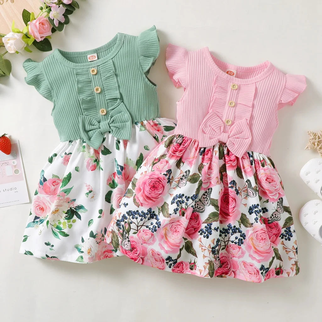 Little Girls Sleeveless Floral Princess Dress for Summer childrensterritory