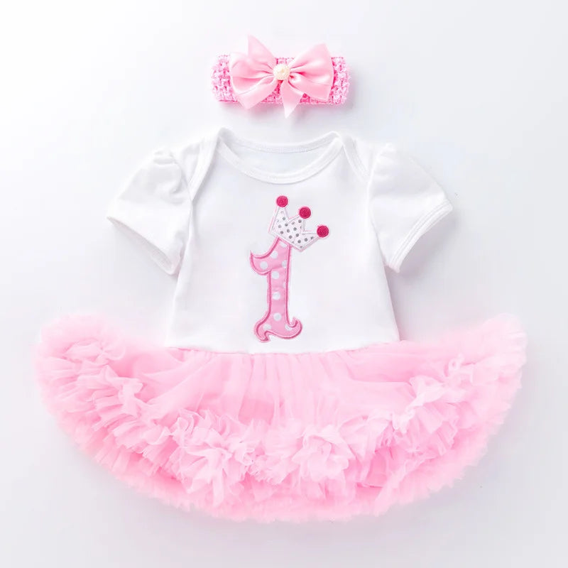 Newborn Girls White Bodysuit with Pettiskirt Tutu Outfits
