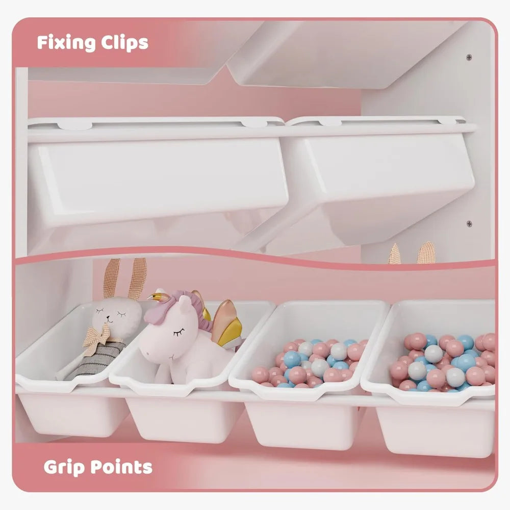 4-Tier Kids Toy Storage Organizer W/8 Removable Bins