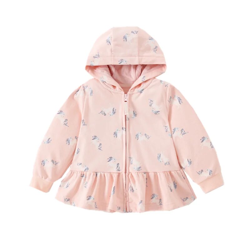 Kids Girl Flowers Cartoon Print Hooded Jackets Windbreaker childrensterritory