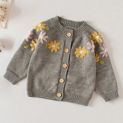 Baby Girls Handmade Floral Design Knitted Sweaters