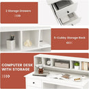 White Study Desk Featuring Drawers and Hutch for Home Office childrensterritory