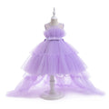Little Girls Puffy Tulle First Communion Dresses with Trailing childrensterritory